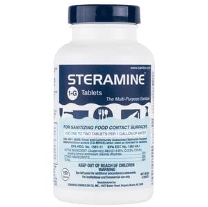 Steramine Sanitizer Tablets, 150ct - 6/cs