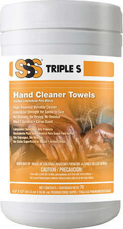 SSS Hand Cleaner Towels, 9.5&quot;x12&quot;, 70ct - (6/cs)