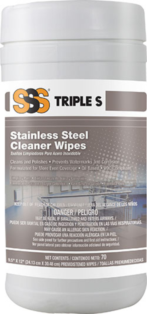 SSS Stainless Steel Wipes,  9.5&quot;X12&quot;, 70/tub - (6/cs)