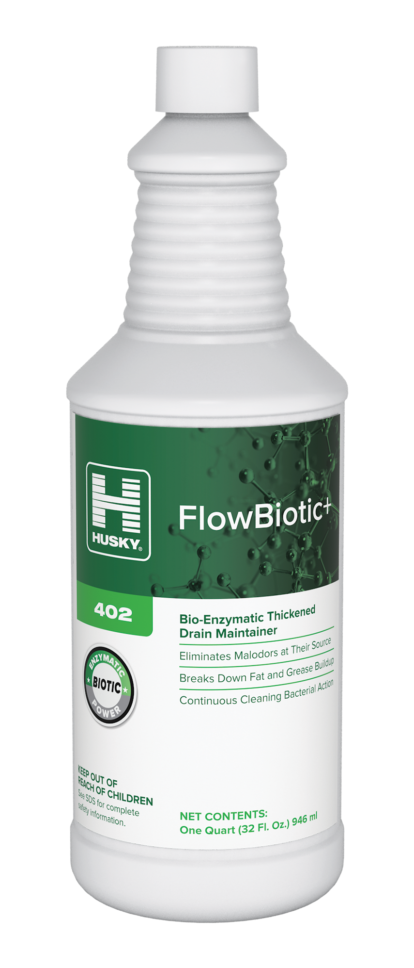 Husky 402 FlowBiotic+ 
Bio-Enzymatic Thickened Drain 
Maintainer - (12qts/cs)