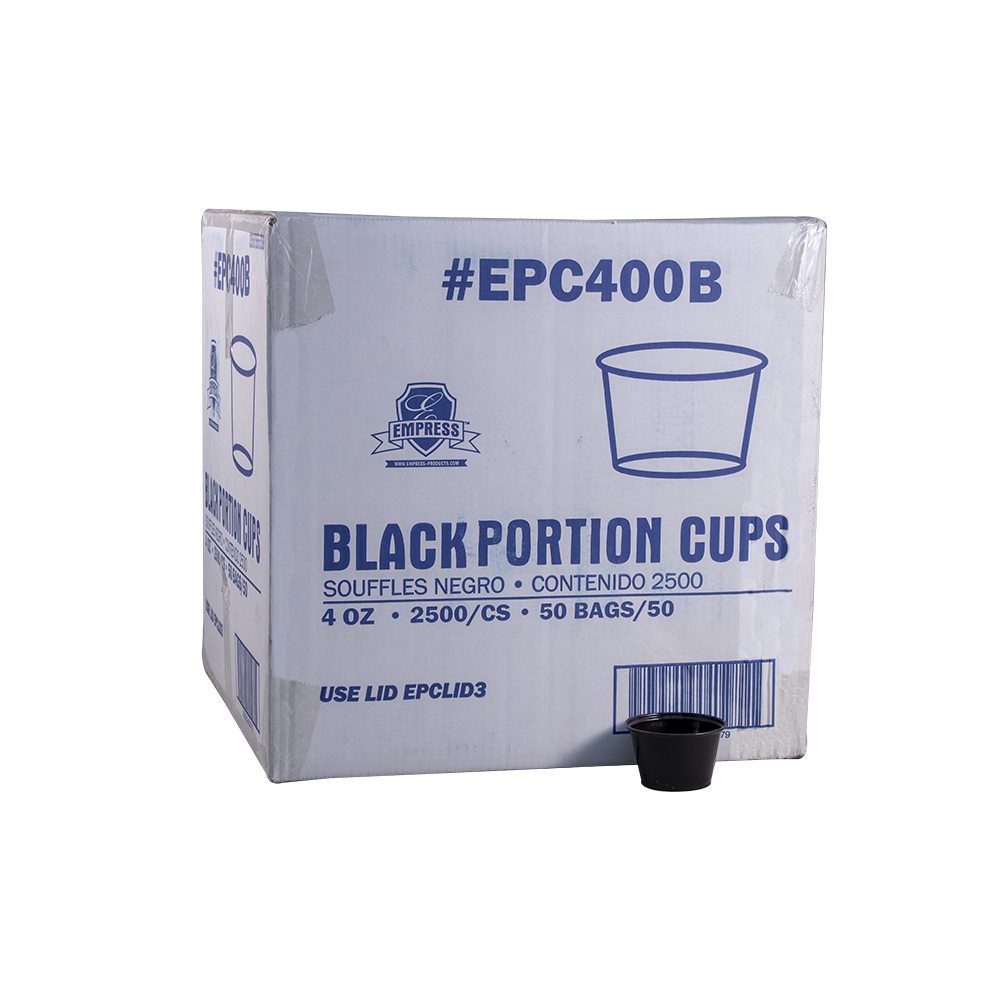 Empress Plastic Portion Cup,  4oz, Black - (2500/cs)
