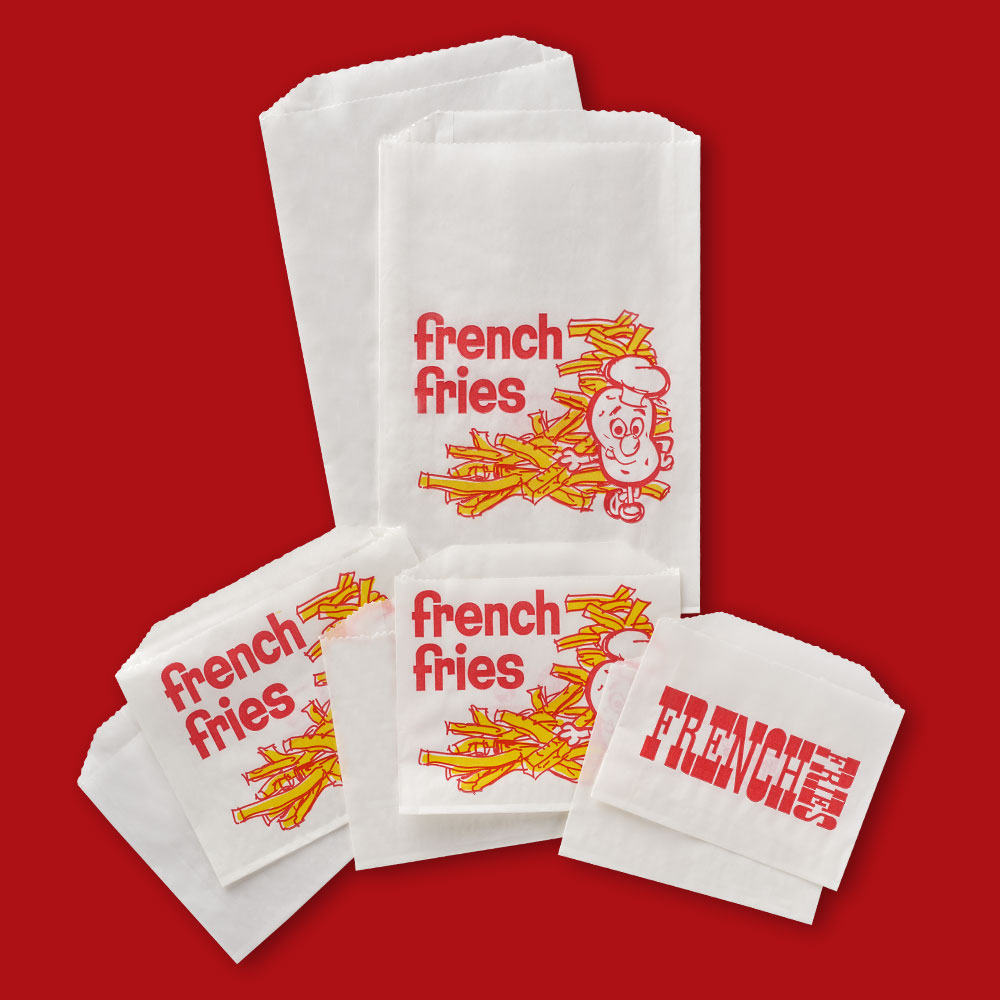 French Fry Bags, 4 7/8&quot; x 4&quot; White - (2000/cs)