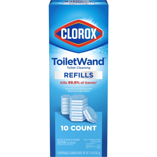 Clorox Disinfecting Toilet  Wand Refill Heads, Blue/White, 
