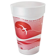 Dart Horizon 16oz Foam Cup,  Printed, Red/White - (1000/cs)