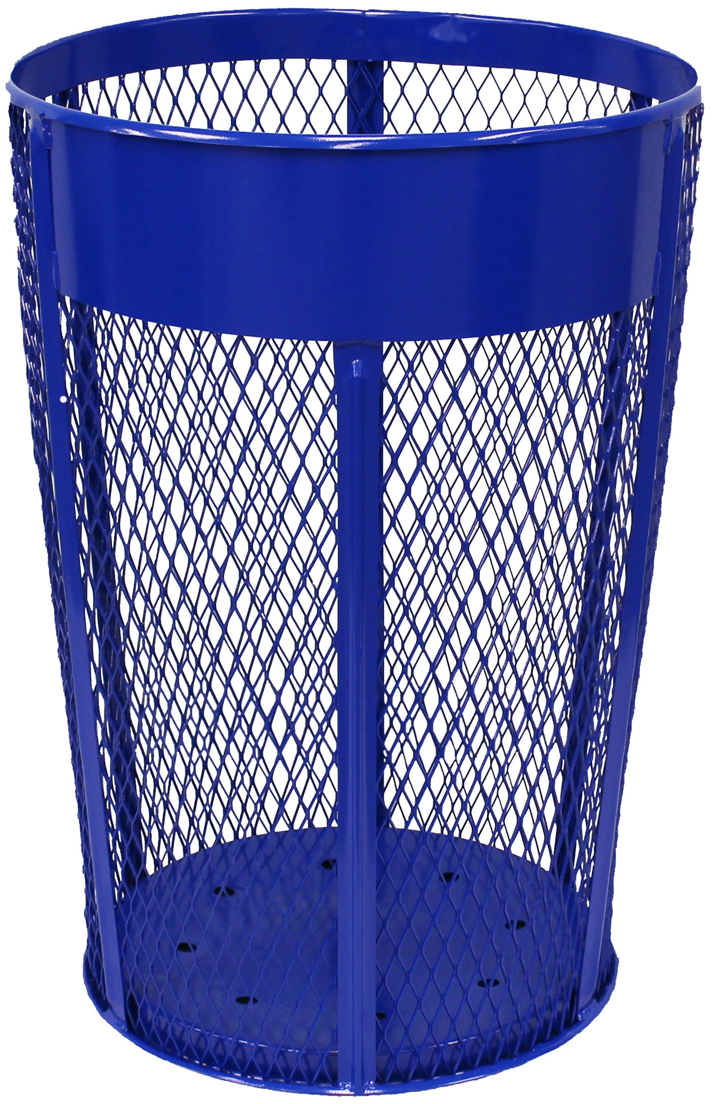Expanded Metal Waste Basket,  Blue w/ Name Plate