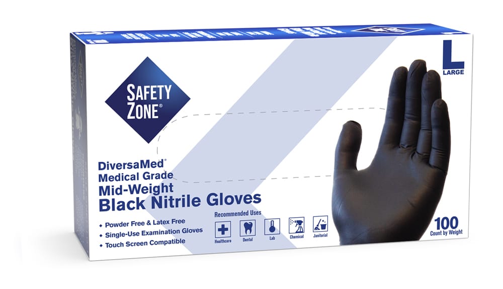 DiversaMed Nitrile Gloves,  4.3mil,Powder-Fee, Large, 