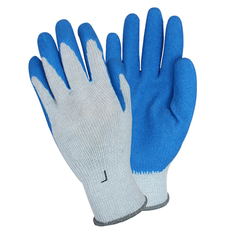 L Premium Blue Latex Coated Gray String Knit Glove, Cut
