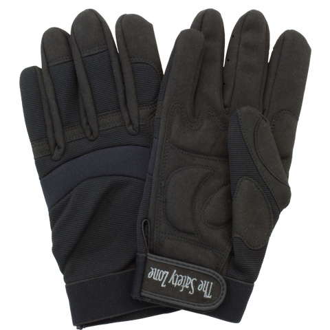 Black High Dexterity with
Stretch Nylon Back &amp;
Vibration Absorbing Palm
Mechanics Gloves, Large