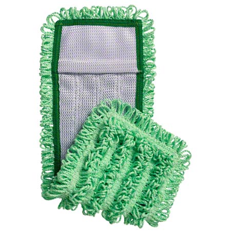 18&quot; Mesh Backed Pocket
Microfiber Mop, Green -
(50/cs)