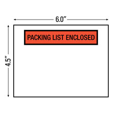 4.5&quot; X 6&quot;, Red, Packing List
Envelope, &quot;Packing List
Enclosed&quot;, Back Loading -
(1000/cs)