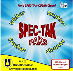 UNX Spec-Tak Enzyme Bleach Detergent. 100 Paks/Pail