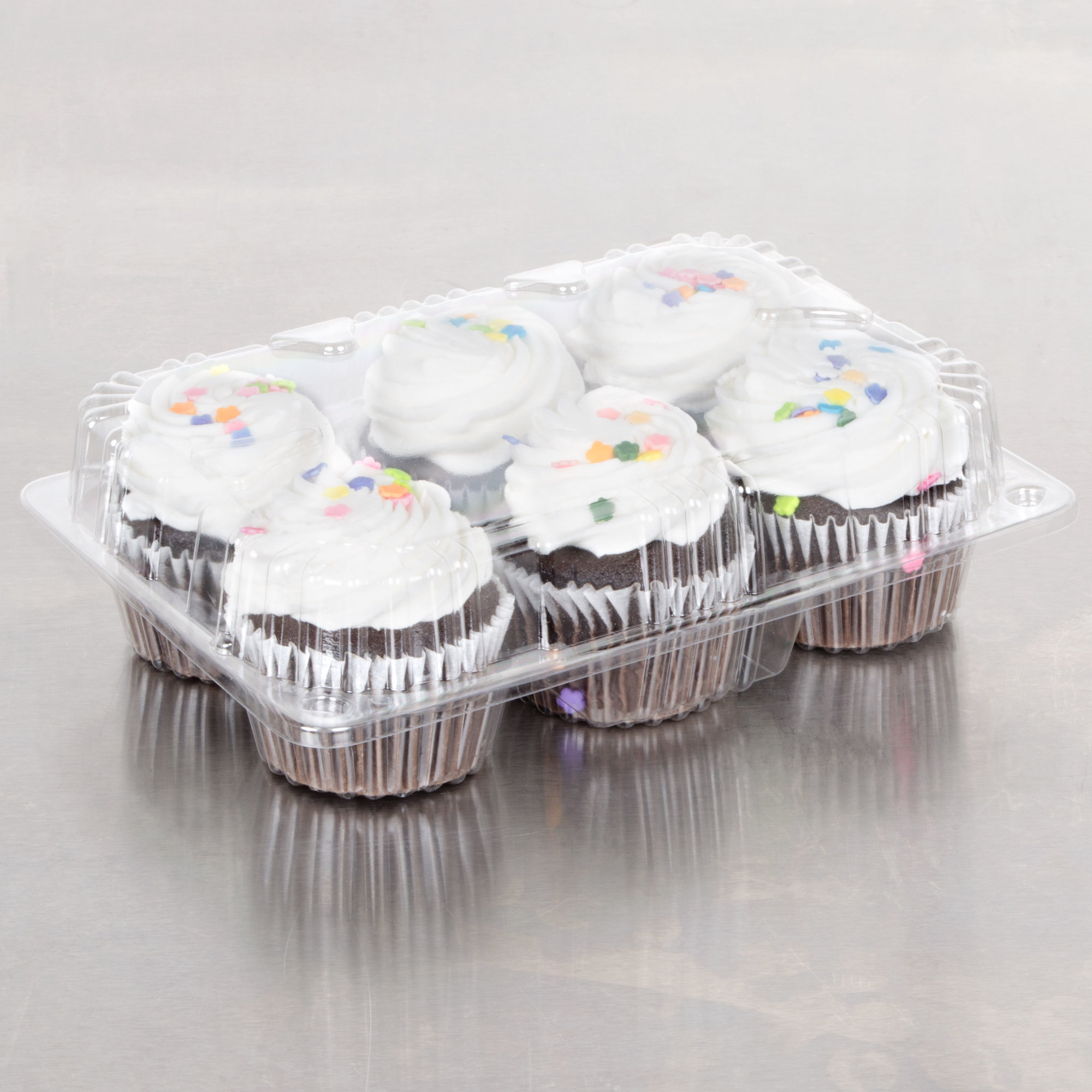Pactiv 6 ct Clear Shallow  Cupcake Container - (220/cs)