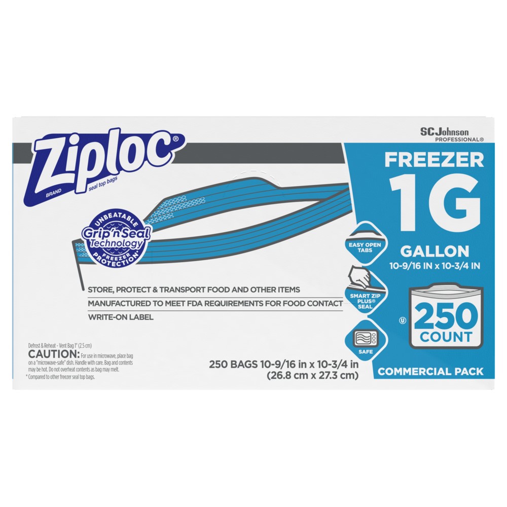 Ziplock Freezer Bag, 1gal, 2.7 mil - (250/cs)