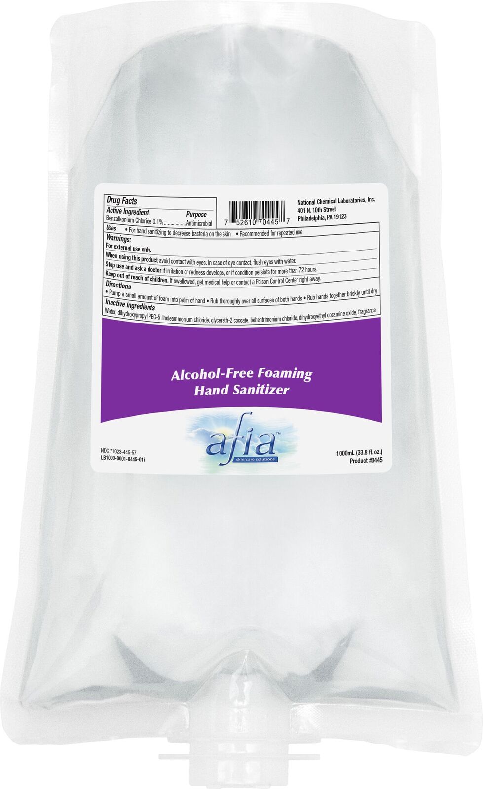 NCL afia Alcohol-Free Foaming Hand Sanitizer (6x1000ml)