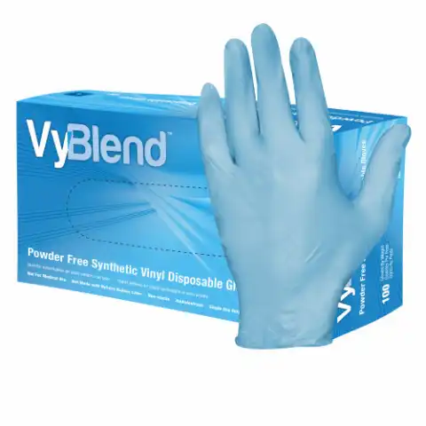 VyBlend Synthetic Vinyl  Powderfree Gloves, Large, 