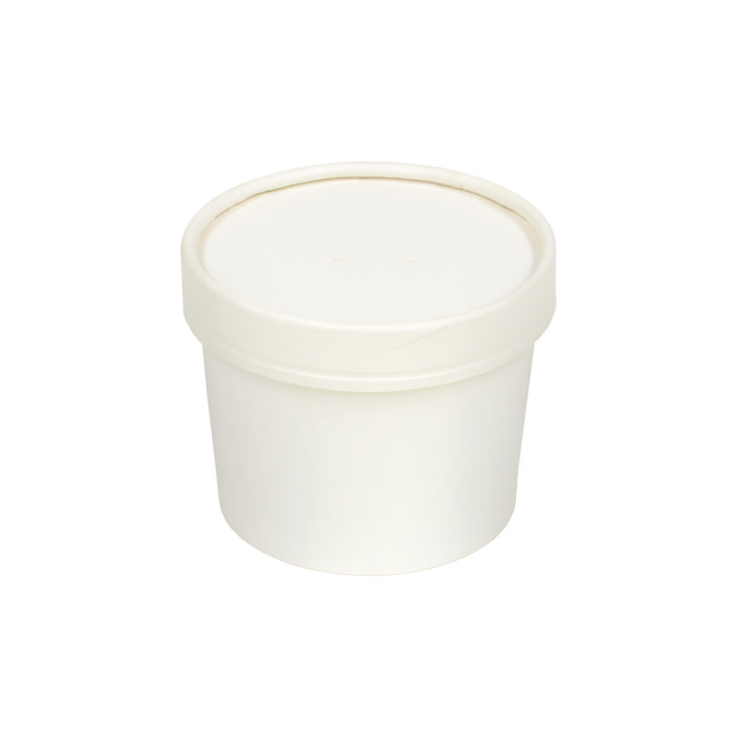 Inno-Pak Soup Cup w/White  Paper Lid White Combo Pack,  