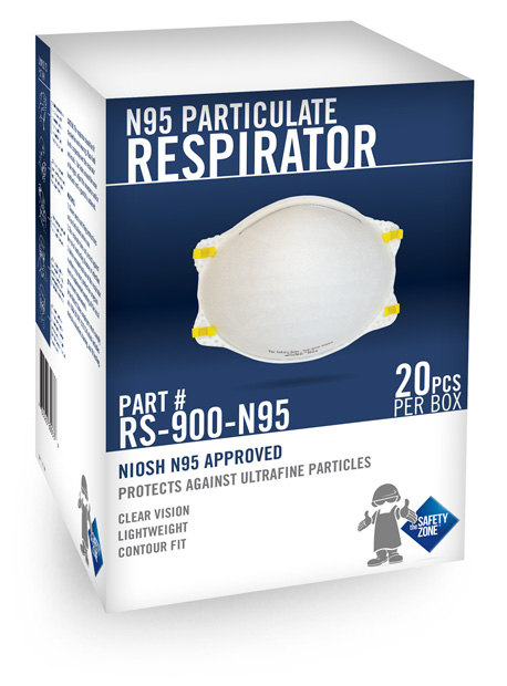 Safety Zone Brand NIOSH
Approved Respirator, 20/BX
12BX/CS