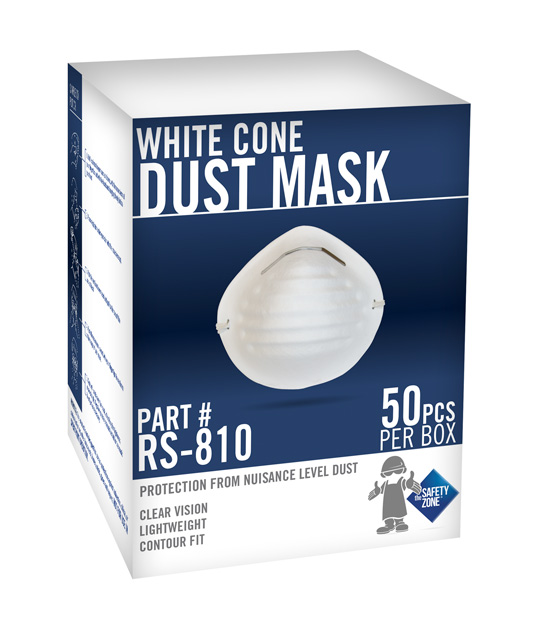White Cone Face Mask w/
Elastic Strap, 5 pack