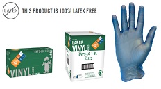 Vinyl Blue Powder Free Gloves L 100/bx 10bx/cs